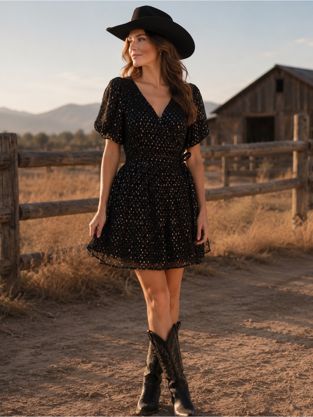 Love the Label Ana Mini Dress, Gold Black Multi Lurex New